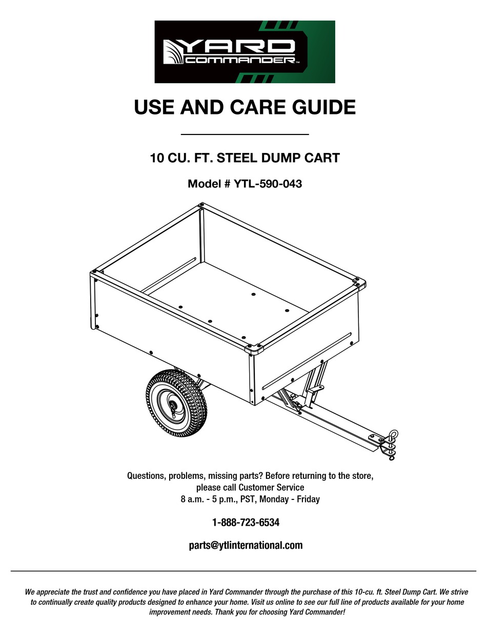 YARD COMMANDER YTL-590-043 USE AND CARE MANUAL Pdf Download | ManualsLib