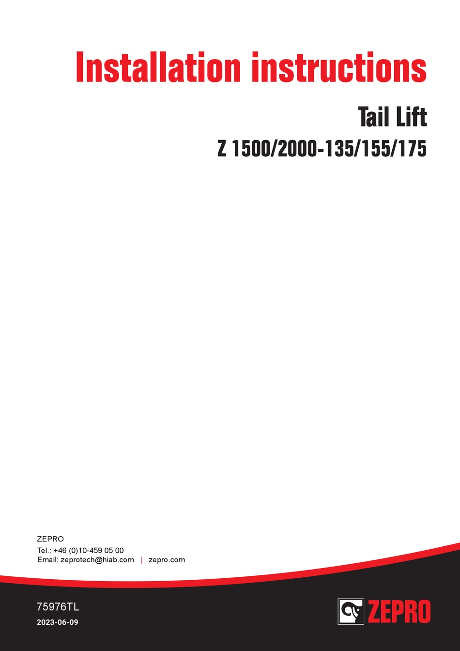 ZEPRO Z 1500 INSTALLATION INSTRUCTIONS MANUAL Pdf Download ManualsLib