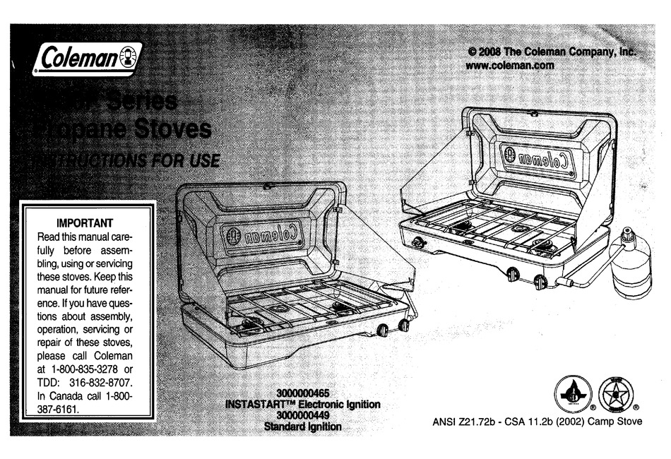 COLEMAN 5430F SERIES INSTRUCTIONS FOR USE MANUAL Pdf Download