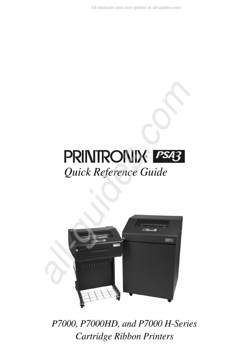 PRINTRONIX PSA3 P7000 SERIES QUICK REFERENCE MANUAL Pdf Download ...