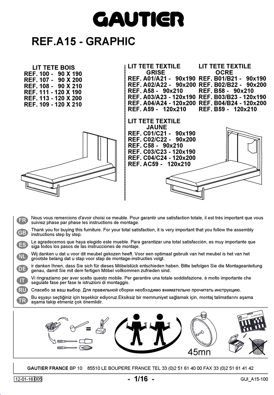 GAUTIER A15 ASSEMBLY INSTRUCTIONS MANUAL Pdf Download ManualsLib