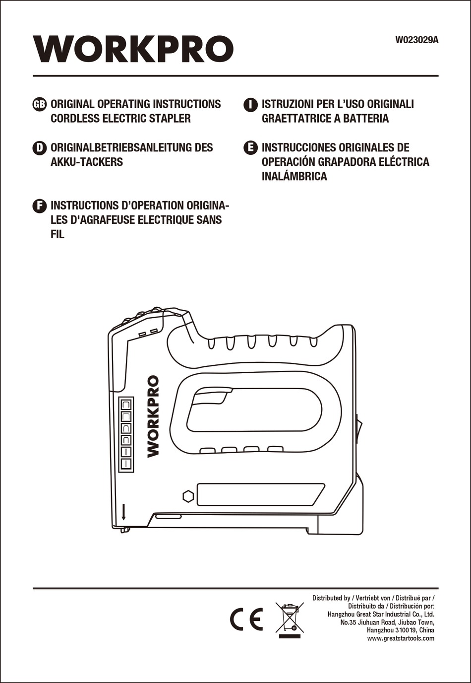 WORKPRO W023029A ORIGINAL OPERATING INSTRUCTIONS Pdf Download ManualsLib