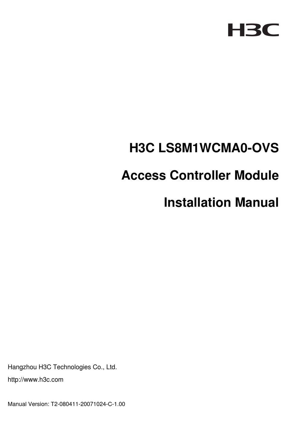 H3C LS8M1WCMA0-OVS INSTALLATION MANUAL Pdf Download | ManualsLib