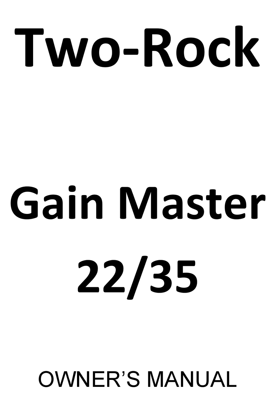 TWOROCK GAIN MASTER 22 OWNER'S MANUAL Pdf Download ManualsLib