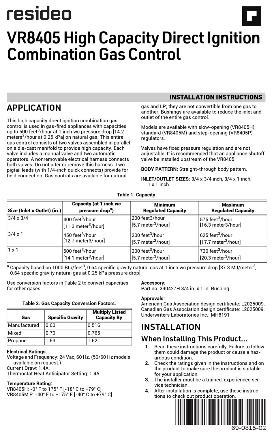 RESIDEO VR8405 INSTALLATION INSTRUCTIONS MANUAL Pdf Download | ManualsLib