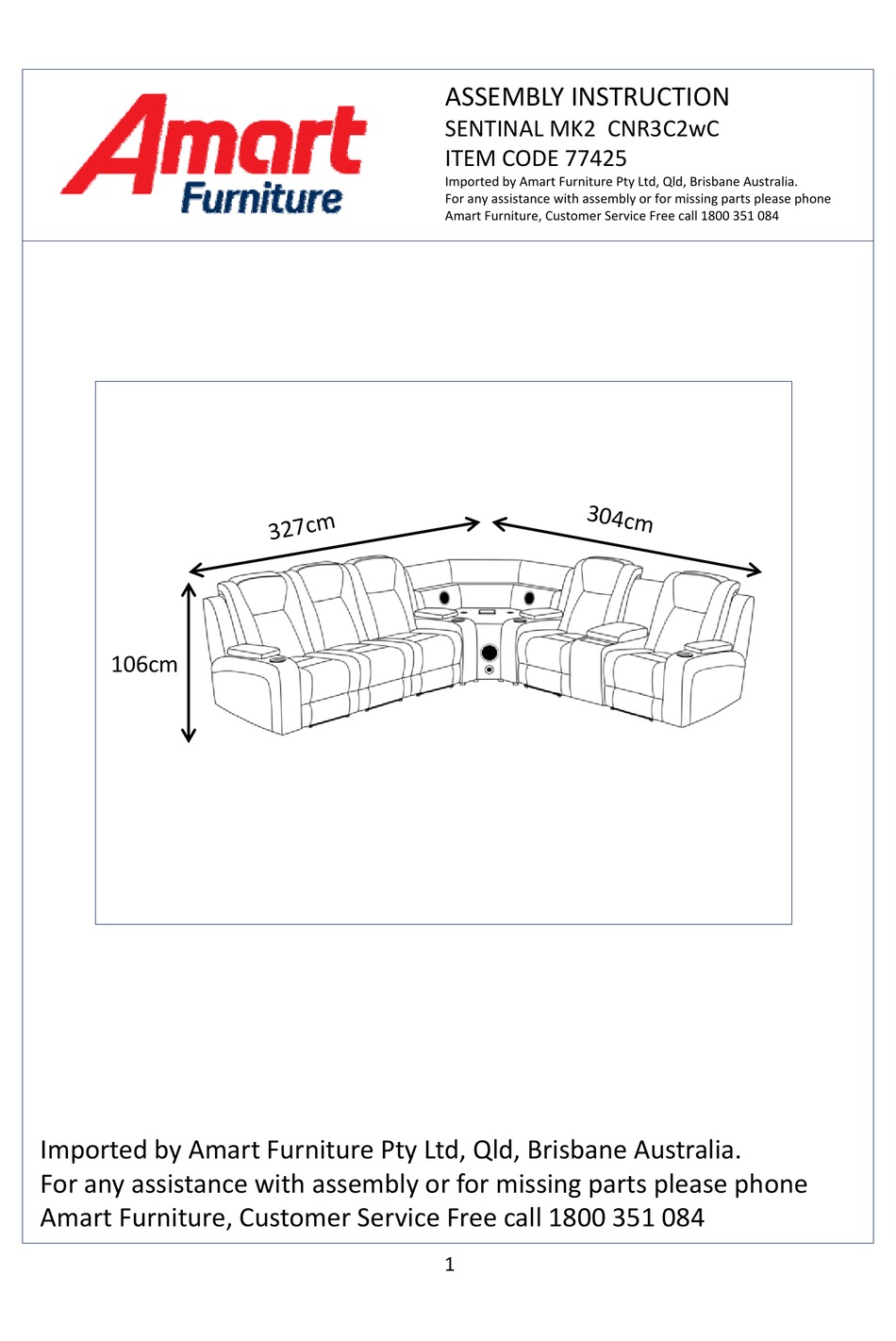 AMART FURNITURE SENTINAL MK2 CNR3C2WC QUICK START MANUAL Pdf Download