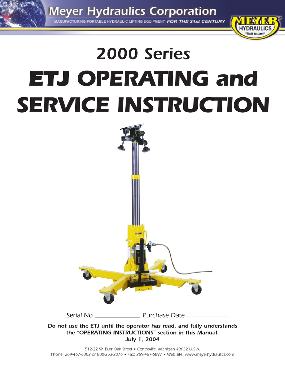 MEYER 2000 SERIES OPERATING AND SERVICE INSTRUCTIONS Pdf Download