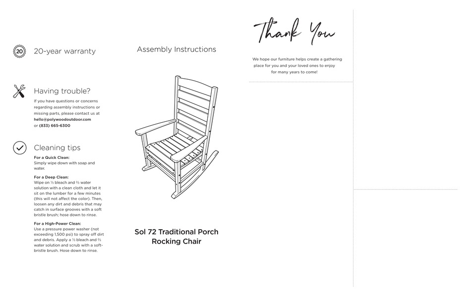 POLYWOOD SOL 72 ASSEMBLY INSTRUCTIONS Pdf Download ManualsLib
