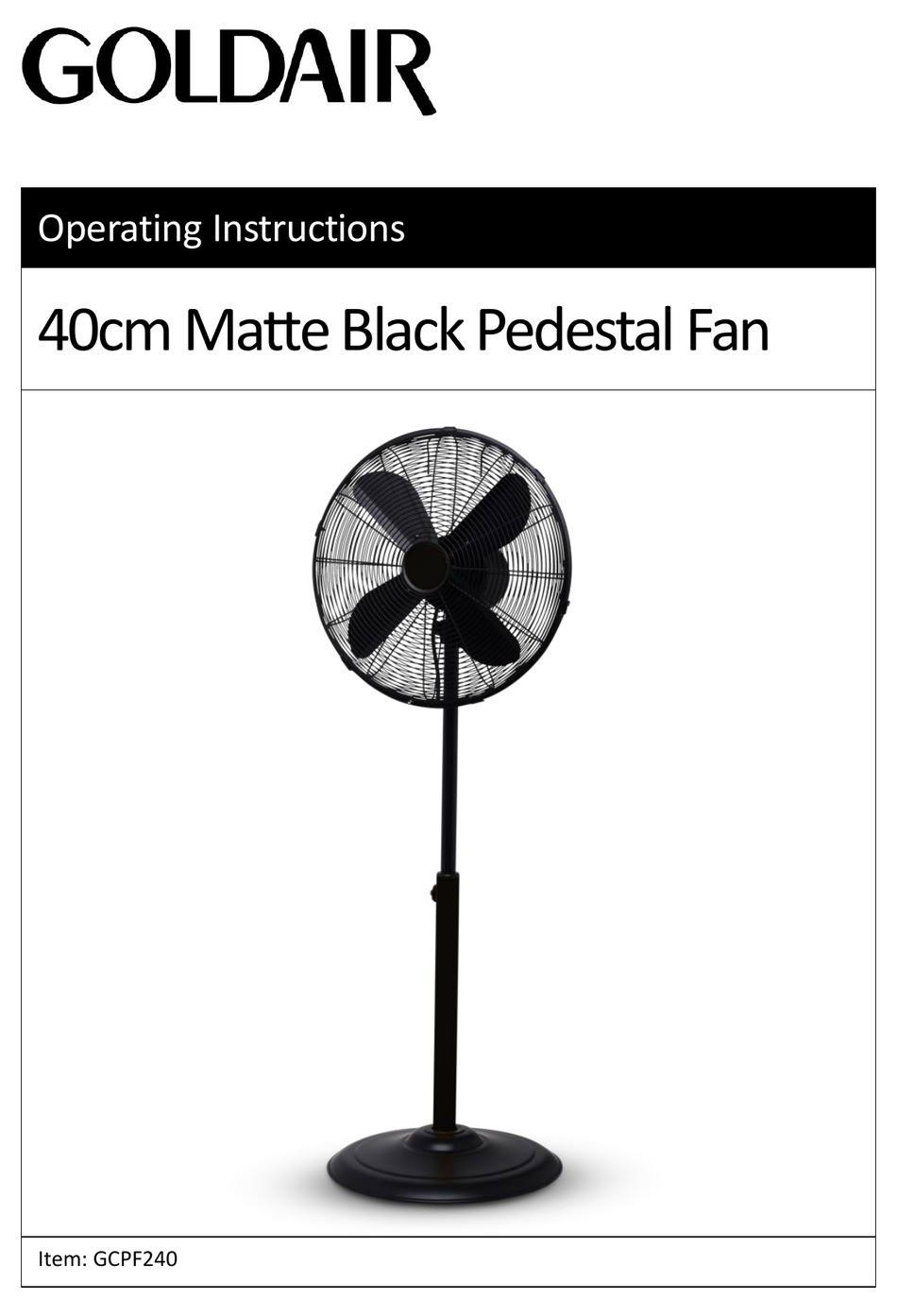 GOLDAIR GCPF240 OPERATING INSTRUCTIONS MANUAL Pdf Download ManualsLib