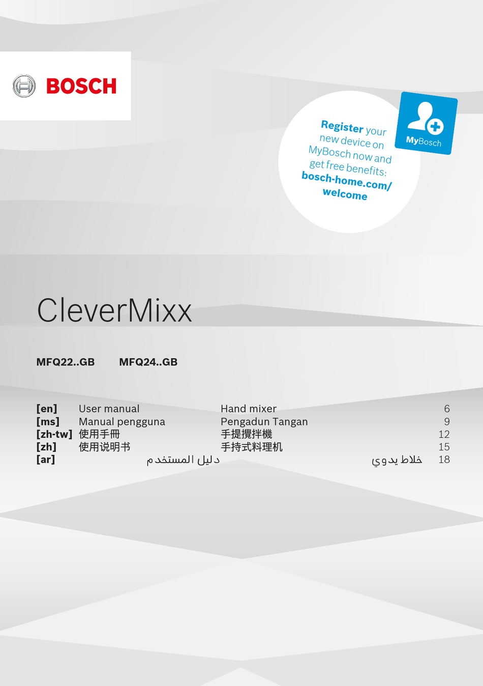 User manual Bosch CleverMixx MFQ2210K (English - 110 pages)
