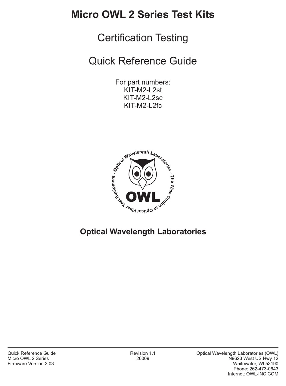 OWL 2 SERIES QUICK REFERENCE MANUAL Pdf Download ManualsLib