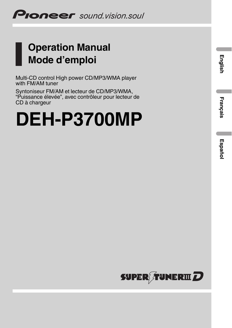 Pioneer Super Tuner Iii D Deh P Mp Operation Manual Pdf Download