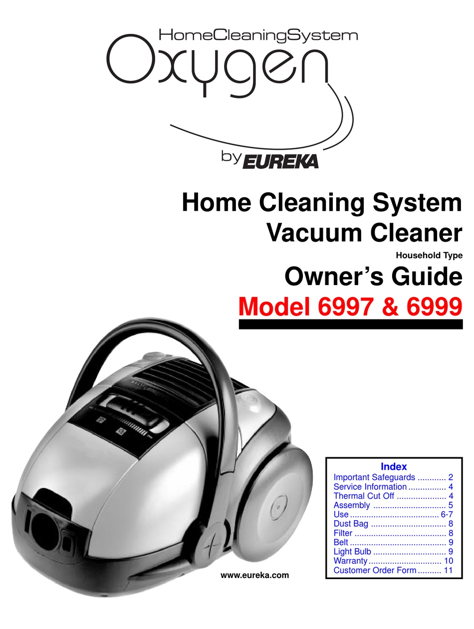 EUREKA HOMECLEANINGSYSTEM OXYGEN 6997 OWNER'S MANUAL Pdf Download ManualsLib