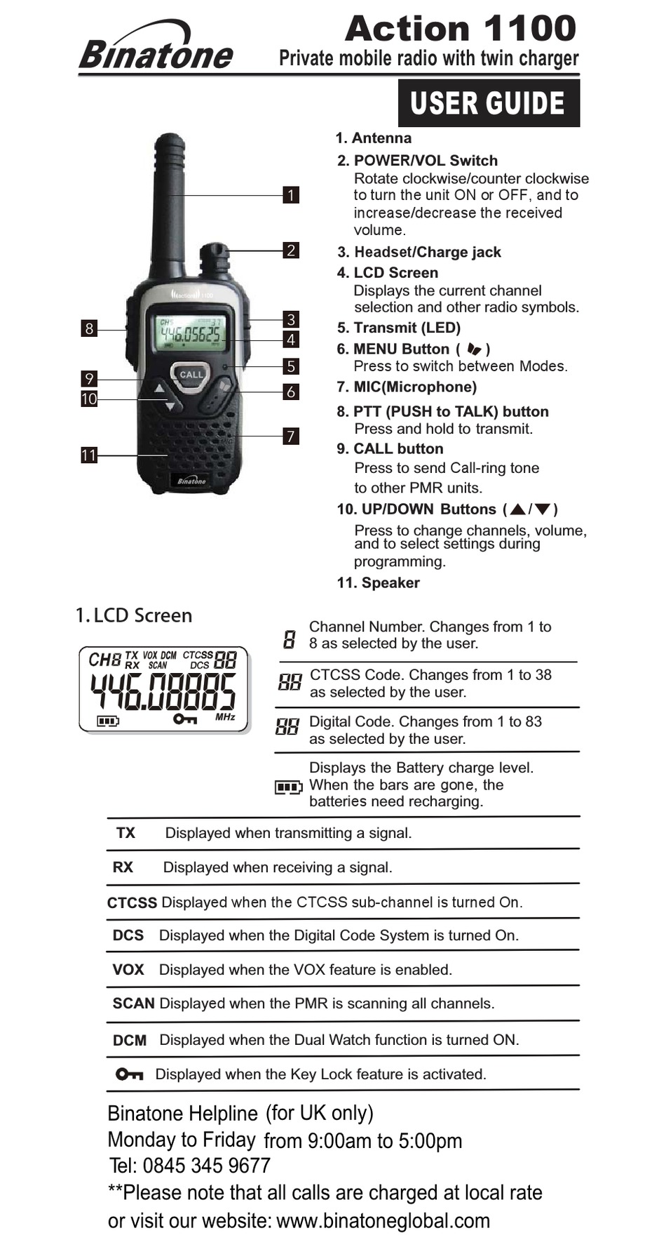 BINATONE ACTION 1100 USER MANUAL Pdf Download | ManualsLib