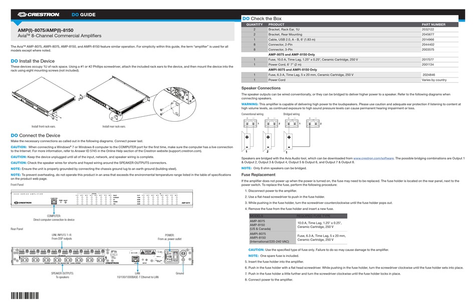 CRESTRON AVIA AMPI-8075 DO MANUAL Pdf Download | ManualsLib