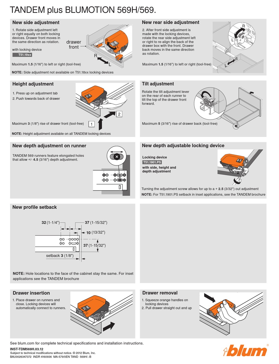 BLUM TANDEM PLUS BLUMOTION 569H ASSEMBLY INSTRUCTIONS Pdf Download