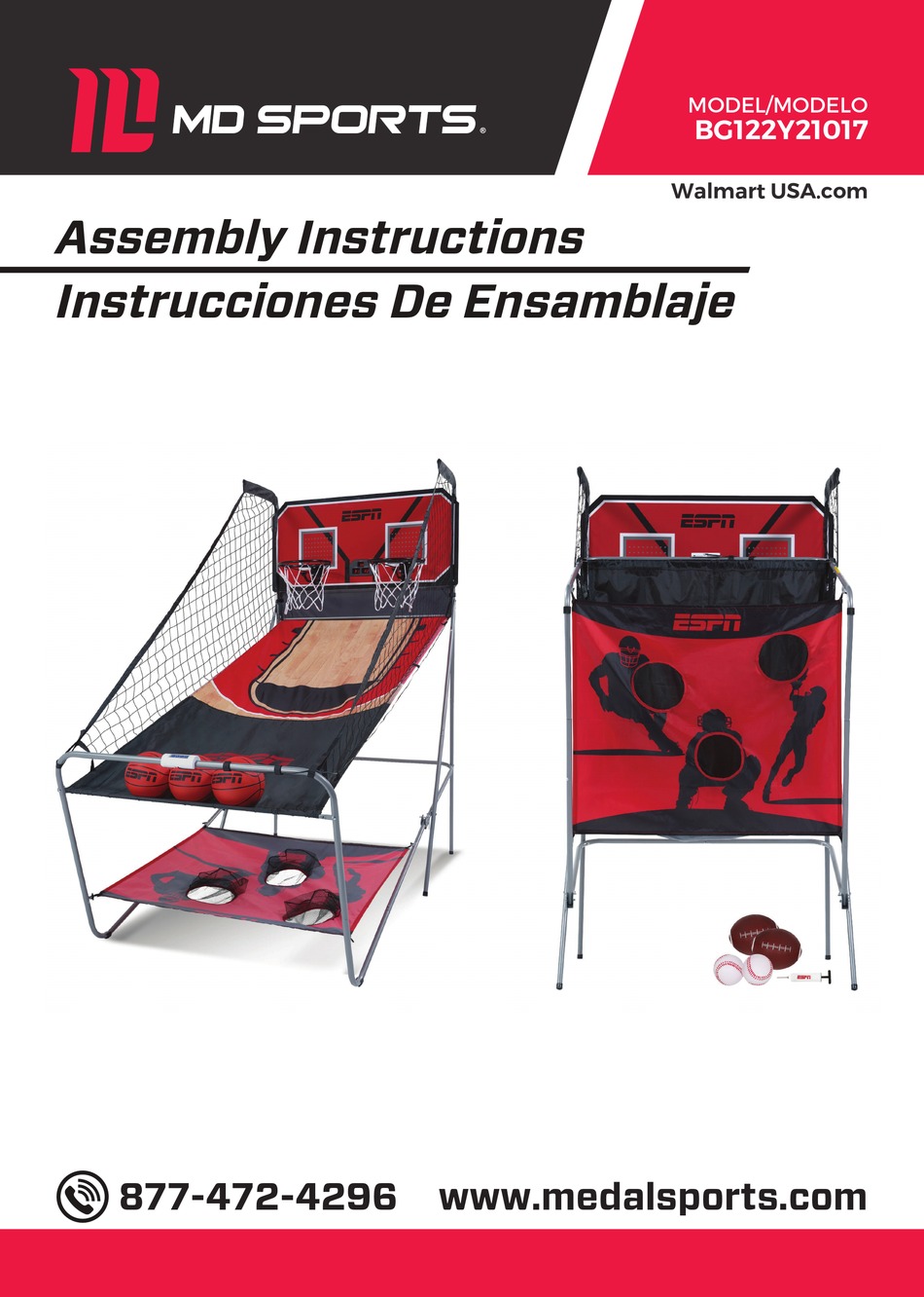 MD SPORTS ESPN 3IN1 ARCADE GAME ASSEMBLY INSTRUCTIONS MANUAL Pdf