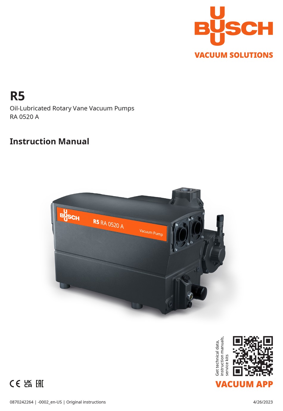 BUSCH R5 RA 0520 A INSTRUCTION MANUAL Pdf Download ManualsLib