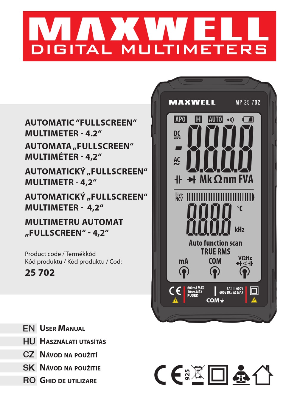 MAXWELL DIGITAL MULTIMETERS 25 702 USER MANUAL Pdf Download ManualsLib