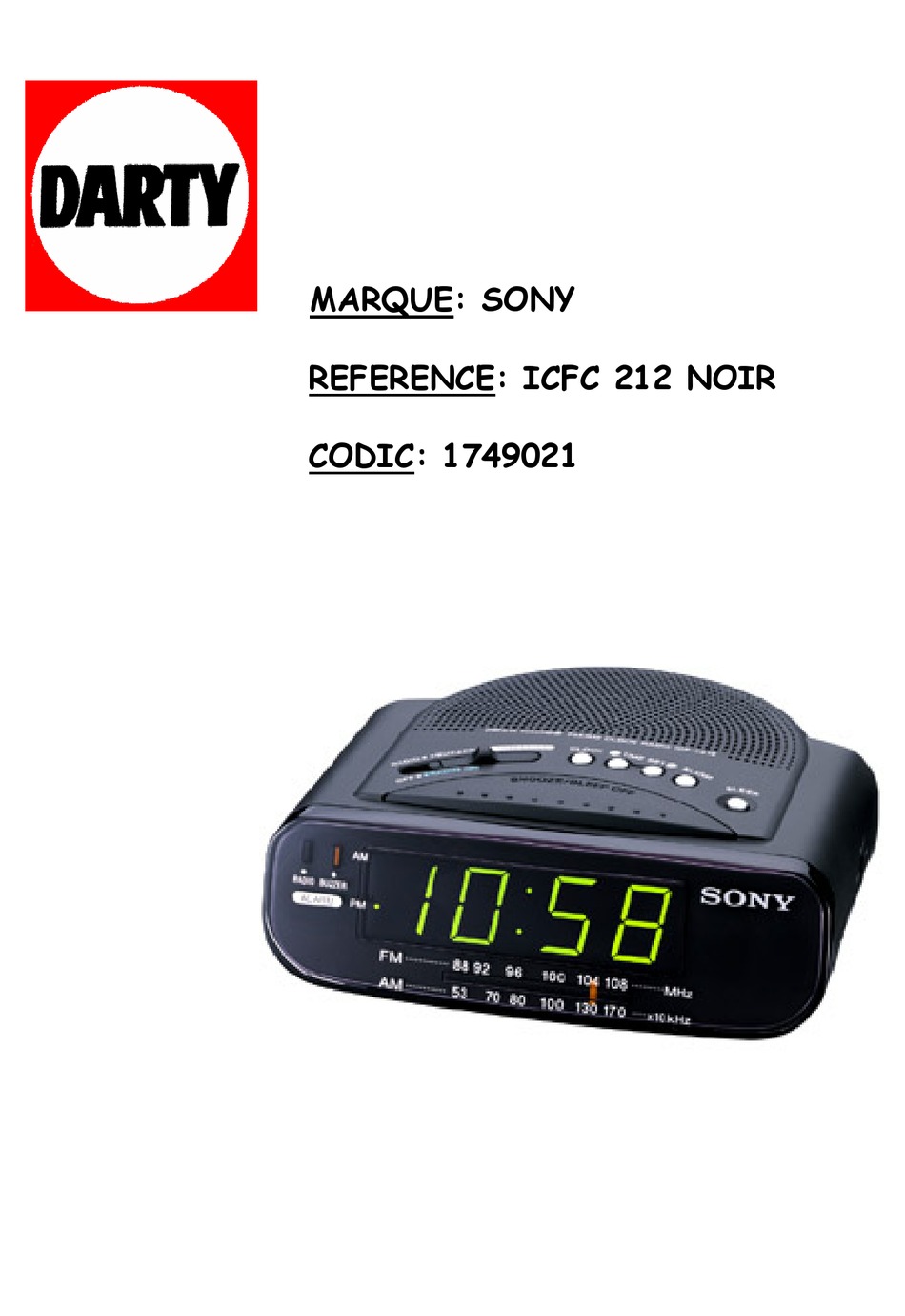 SONY DREAM MACHINE ICFC212 OPERATING INSTRUCTIONS Pdf Download