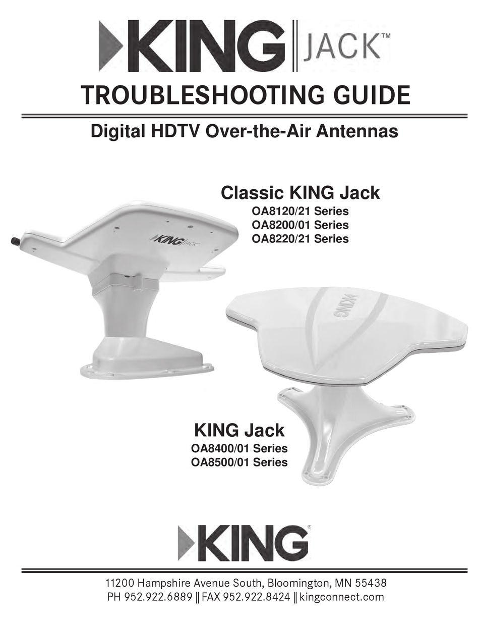 KING JACK CLASSIC OA8120/21 SERIES TROUBLESHOOTING MANUAL Pdf Download