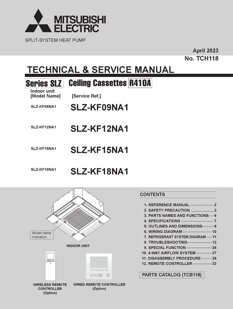 MITSUBISHI ELECTRIC SLZ SERIES TECHNICAL & SERVICE MANUAL Pdf Download
