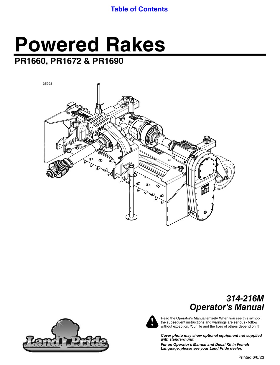 LAND PRIDE PR1660 OPERATOR'S MANUAL Pdf Download ManualsLib