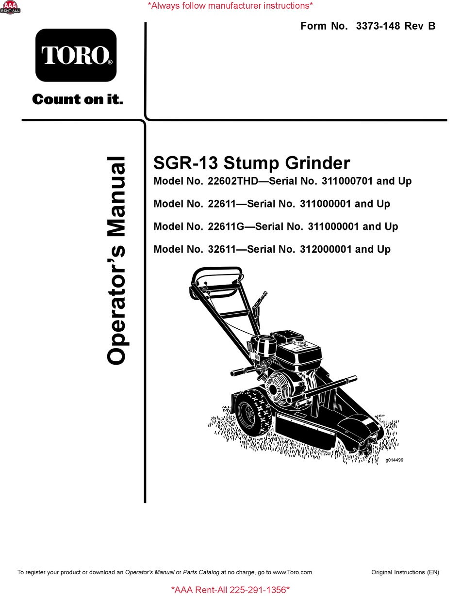 TORO 22602THD OPERATOR