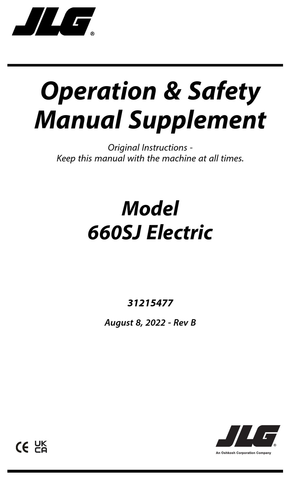 JLG 660SJ ELECTRIC MANUAL Pdf Download ManualsLib