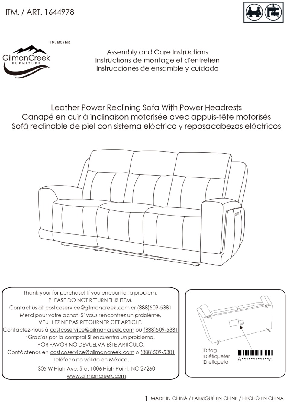 GILMAN CREEK 1644978 ASSEMBLY AND CARE INSTRUCTIONS Pdf Download