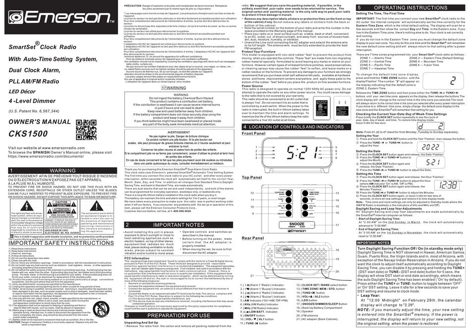 EMERSON SMARTSET CKS1500 OWNER'S MANUAL Pdf Download | ManualsLib