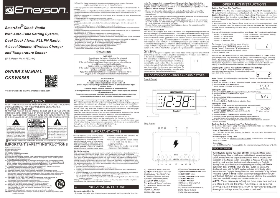 EMERSON SMARTSET CKSW0555 OWNER'S MANUAL Pdf Download ManualsLib