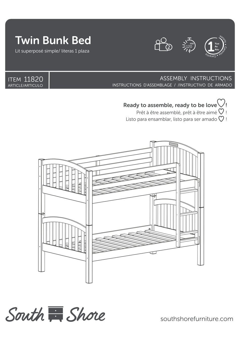 SOUTH SHORE 11820 ASSEMBLY INSTRUCTIONS MANUAL Pdf Download ManualsLib