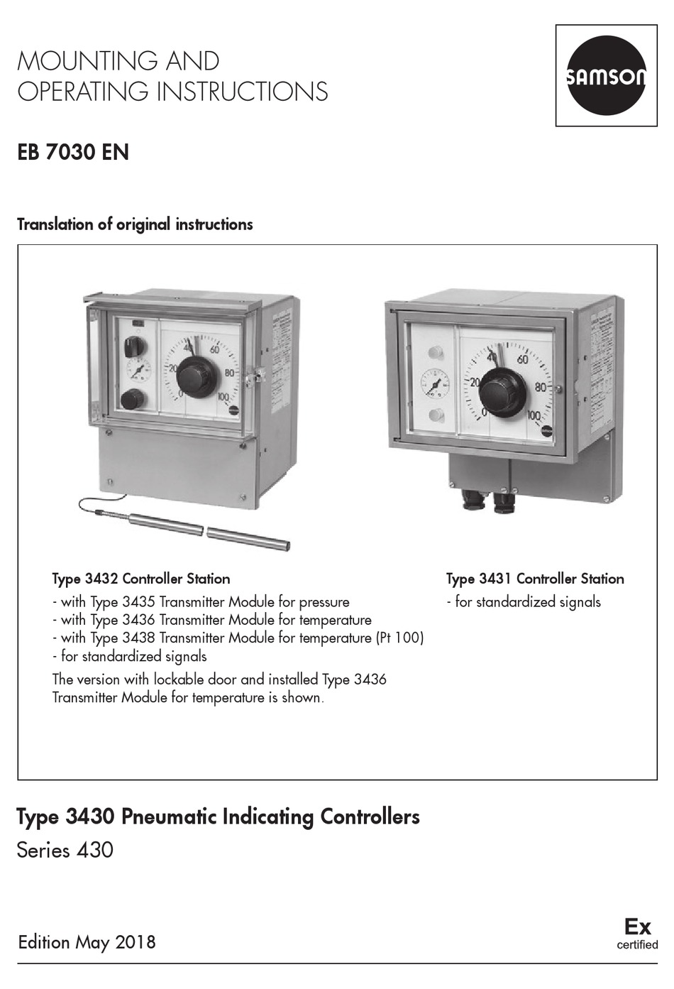 SAMSON 430 SERIES MOUNTING AND OPERATING INSTRUCTIONS Pdf Download ...