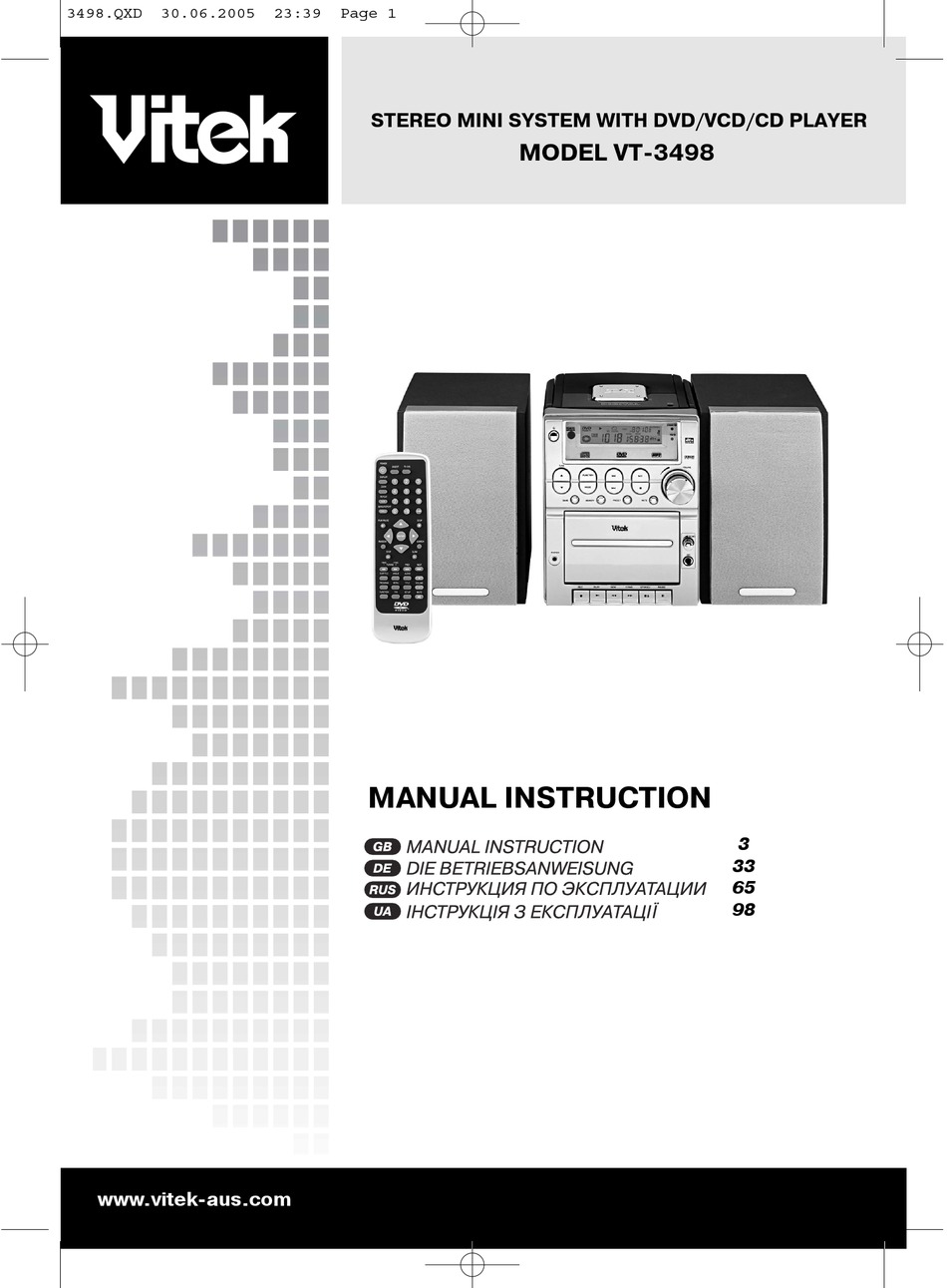 VITEK VT-3498 MANUAL INSTRUCTION Pdf Download | ManualsLib