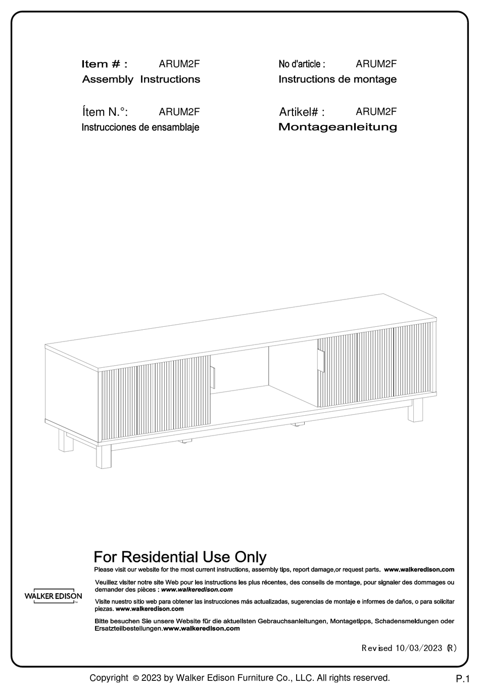 WALKER EDISON ARUM2F ASSEMBLY INSTRUCTIONS MANUAL Pdf Download ManualsLib