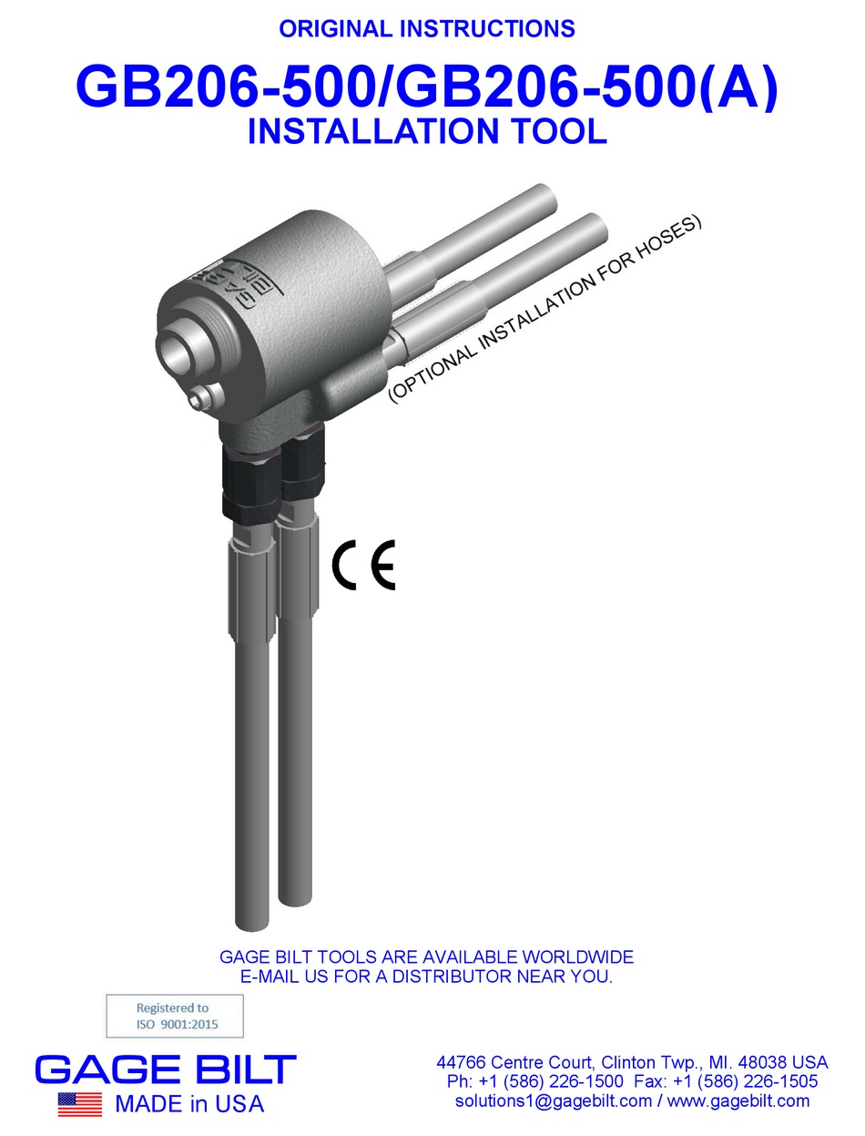 GAGE BILT GB206500 INSTRUCTIONS MANUAL Pdf Download ManualsLib