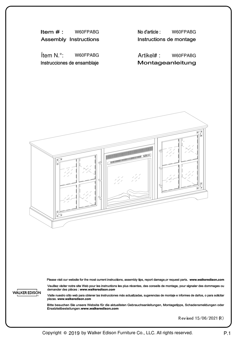 WALKER EDISON W60FPABG ASSEMBLY INSTRUCTIONS MANUAL Pdf Download