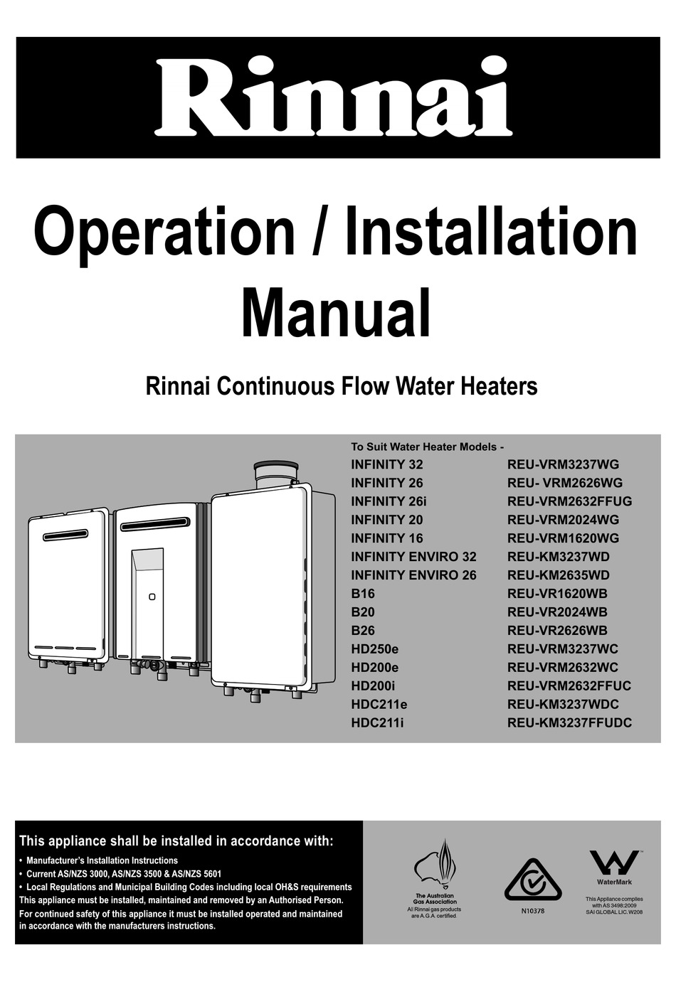 RINNAI NFINITY 32 OPERATION & INSTALLATION MANUAL Pdf Download ManualsLib