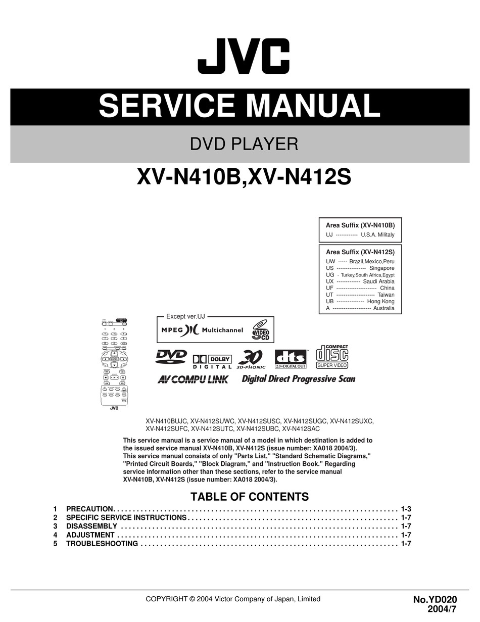 JVC XV-N410B SERVICE MANUAL Pdf Download | ManualsLib