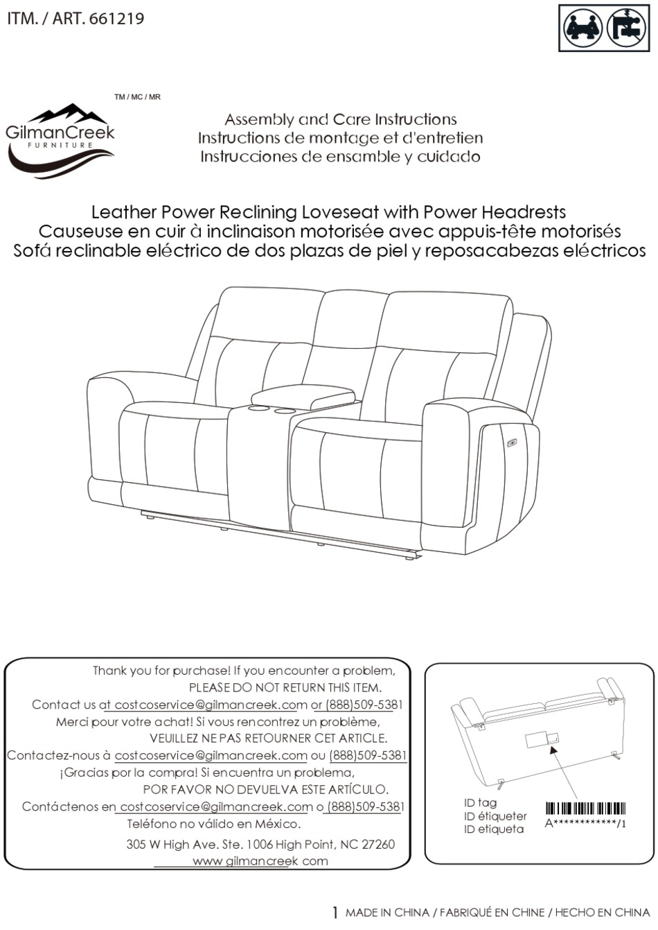 GILMAN CREEK 661219 ASSEMBLY AND CARE INSTRUCTIONS Pdf Download ...