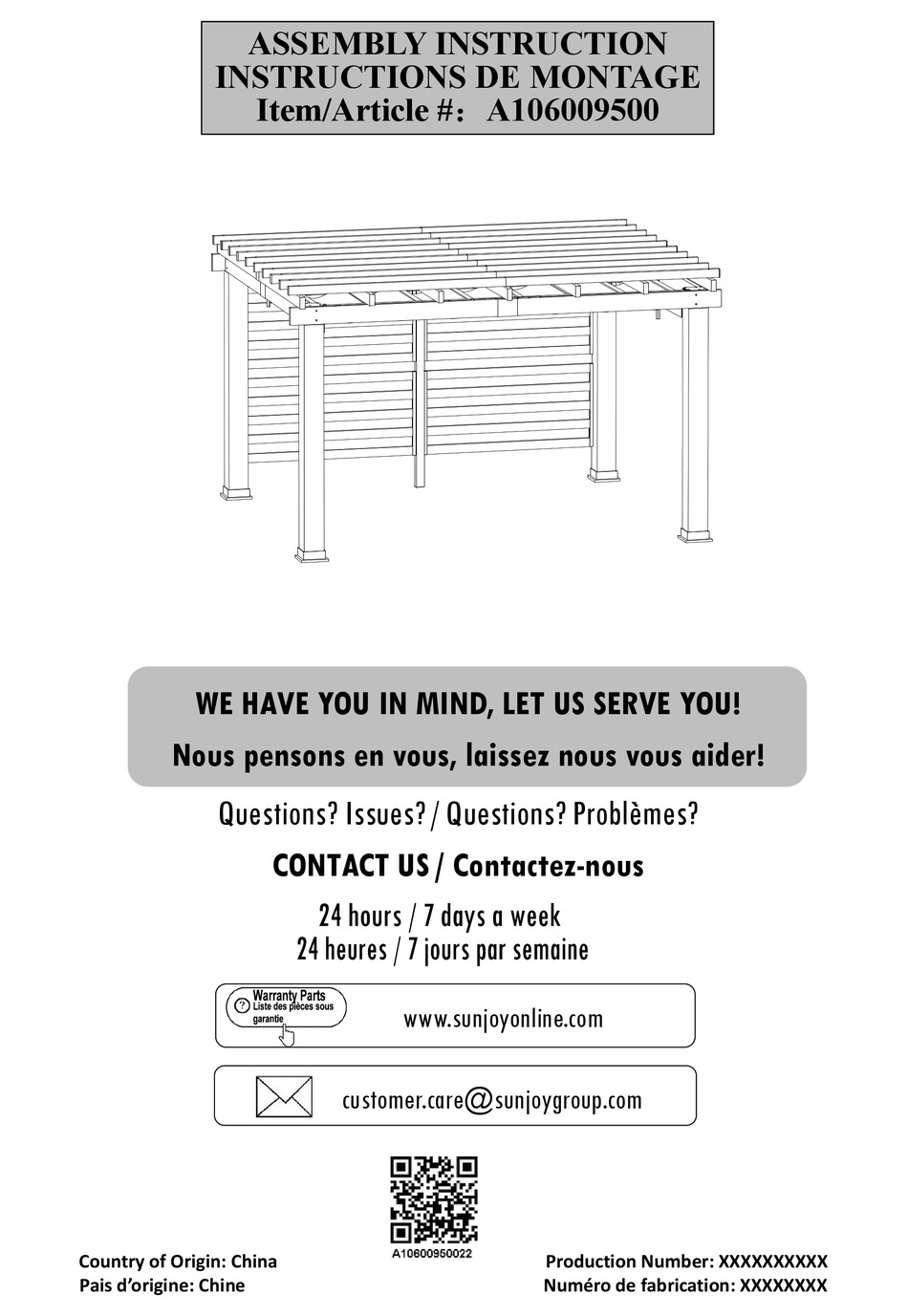 SUNJOY A106009500 ASSEMBLY INSTRUCTION MANUAL Pdf Download ManualsLib