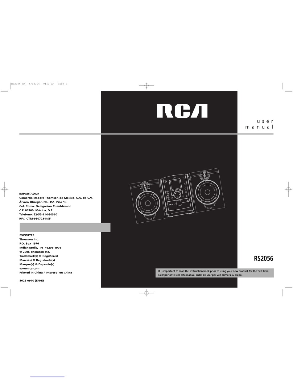 RCA RD2056 USER MANUAL Pdf Download | ManualsLib