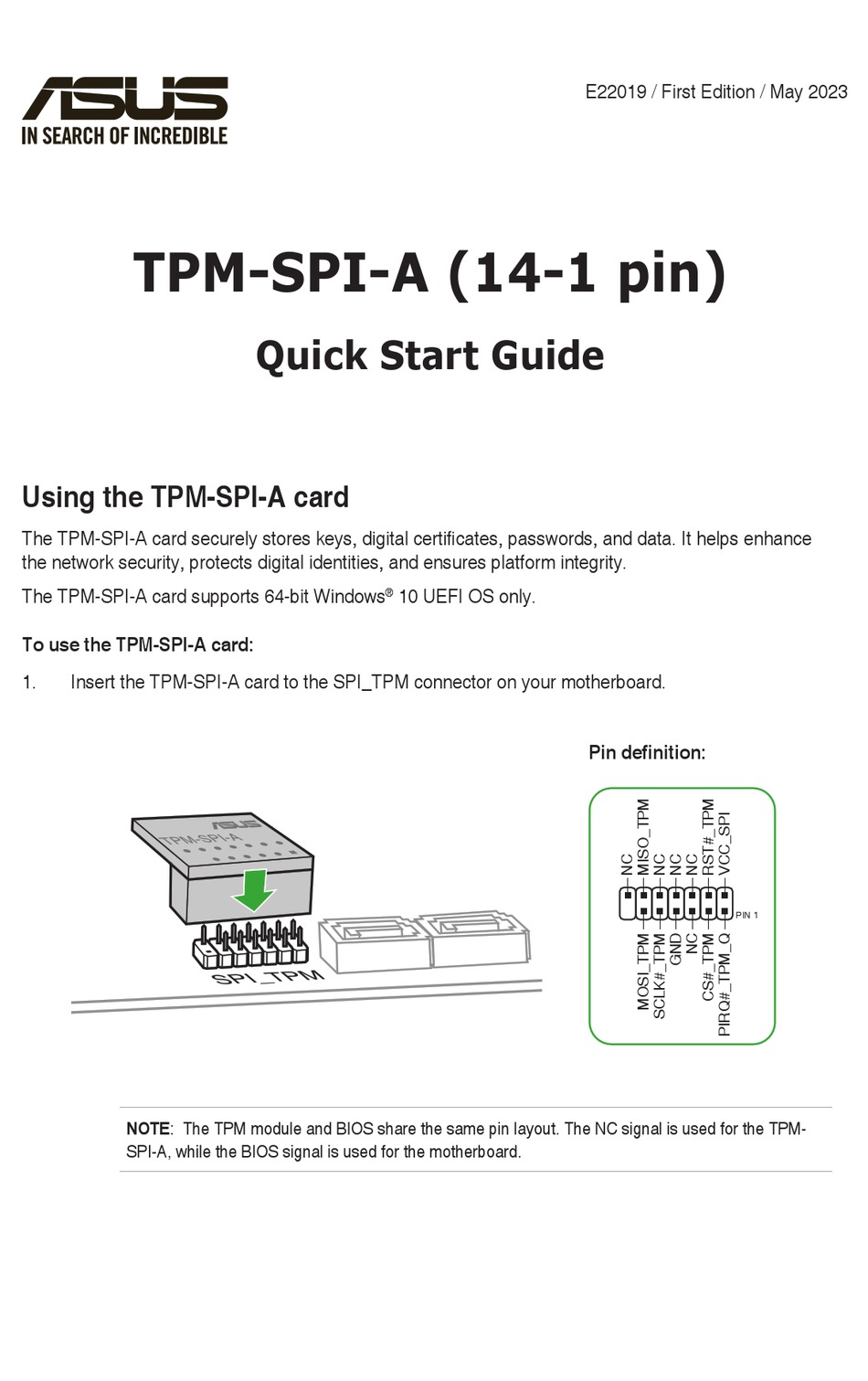 ASUS TPM-SPI-A QUICK START MANUAL Pdf Download | ManualsLib