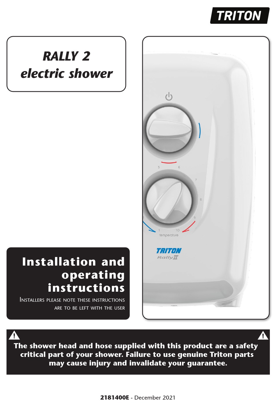 TRITON RALLY 2 INSTALLATION AND OPERATING INSTRUCTIONS MANUAL Pdf