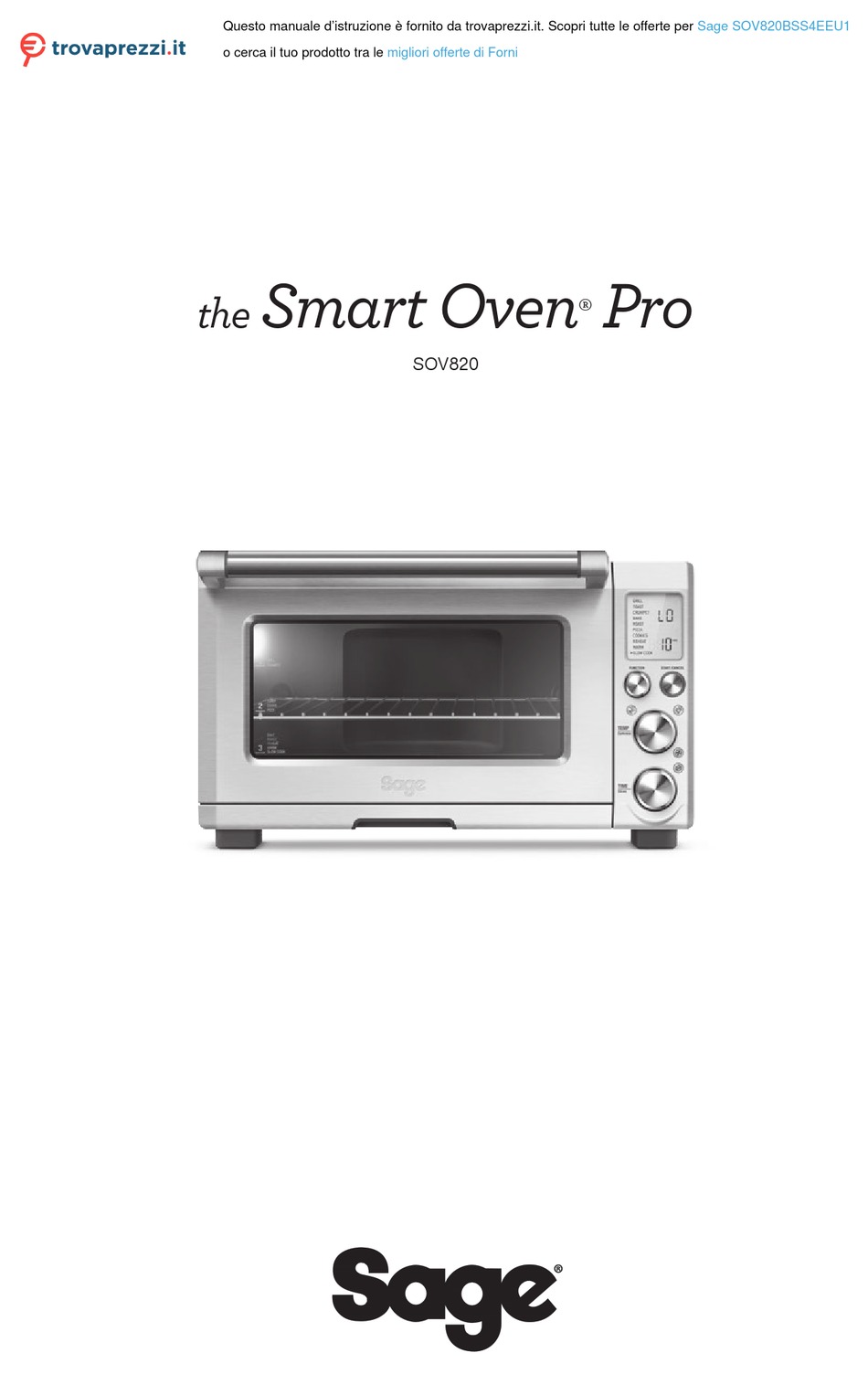 SAGE SOV820BSS4EEU1 INSTRUCTIONS MANUAL Pdf Download ManualsLib