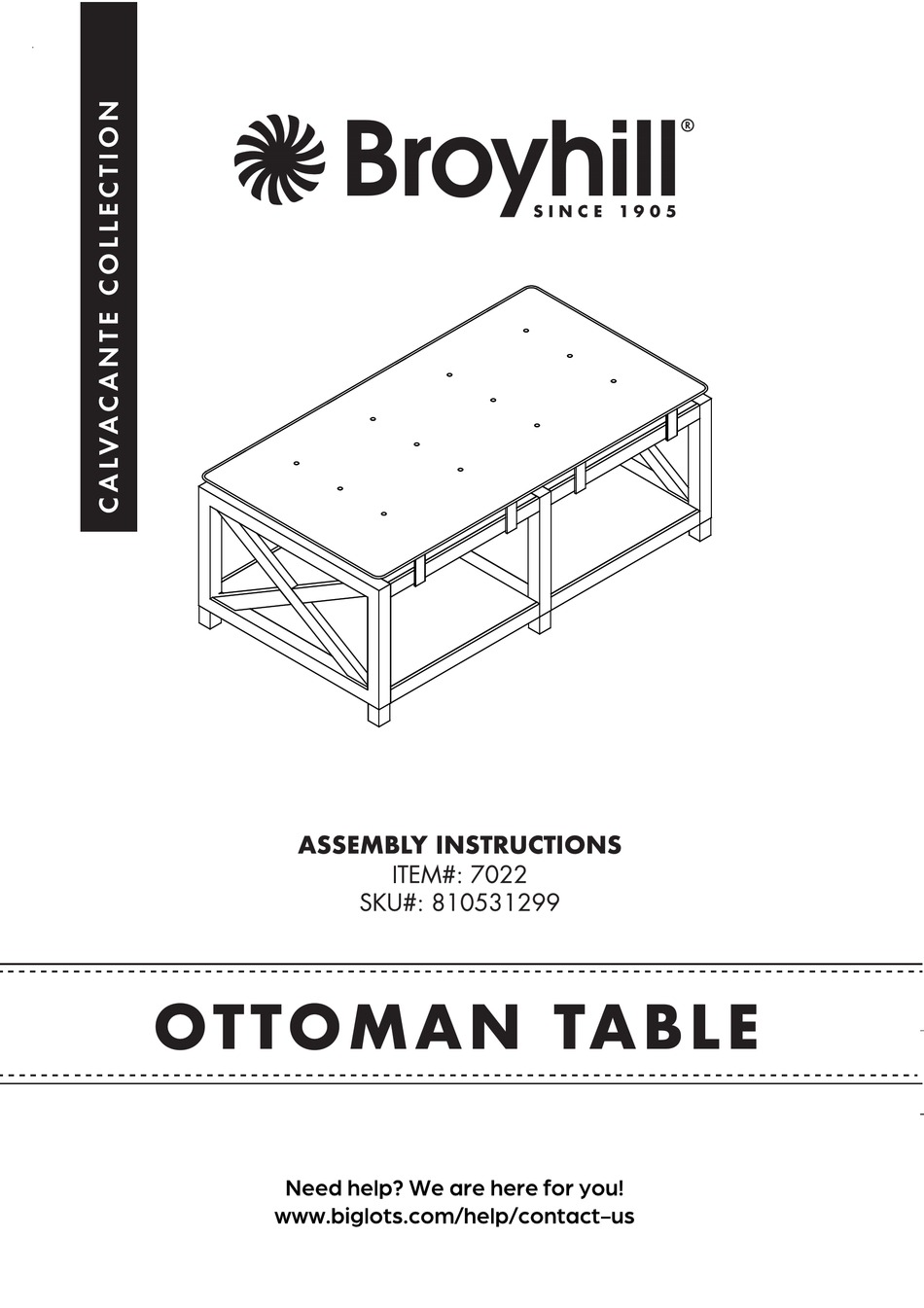 BROYHILL CALVACANTE 7022 ASSEMBLY INSTRUCTIONS MANUAL Pdf Download