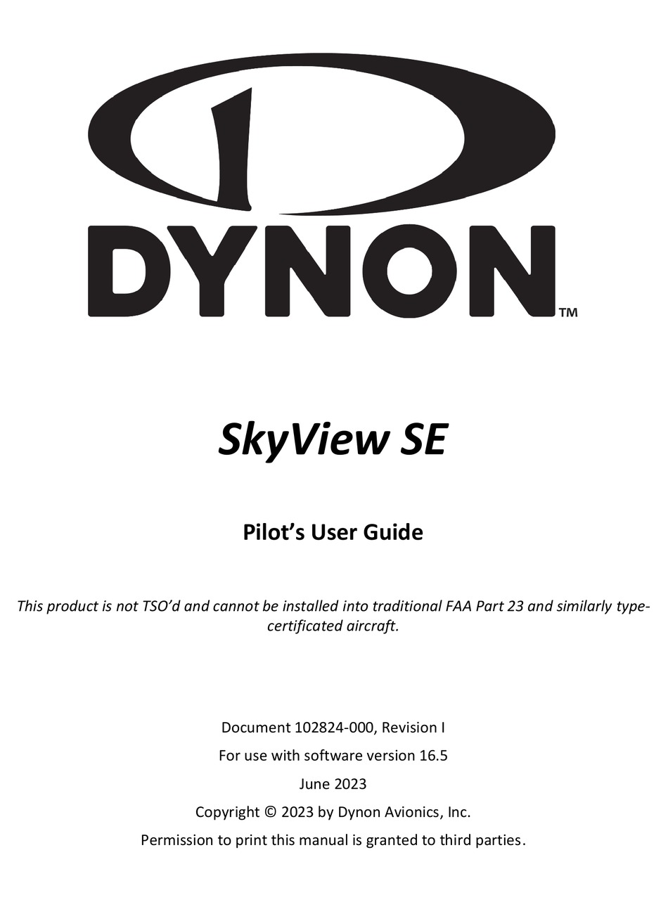 DYNON SKYVIEW SE PILOT'S USER MANUAL Pdf Download ManualsLib