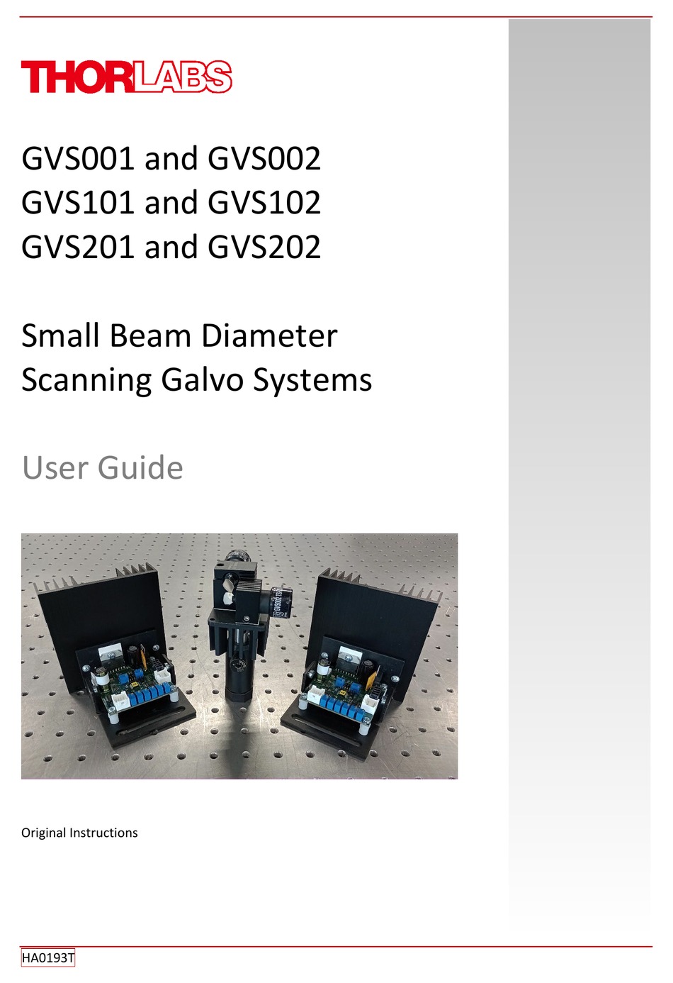 THORLABS GVS001 USER MANUAL Pdf Download | ManualsLib