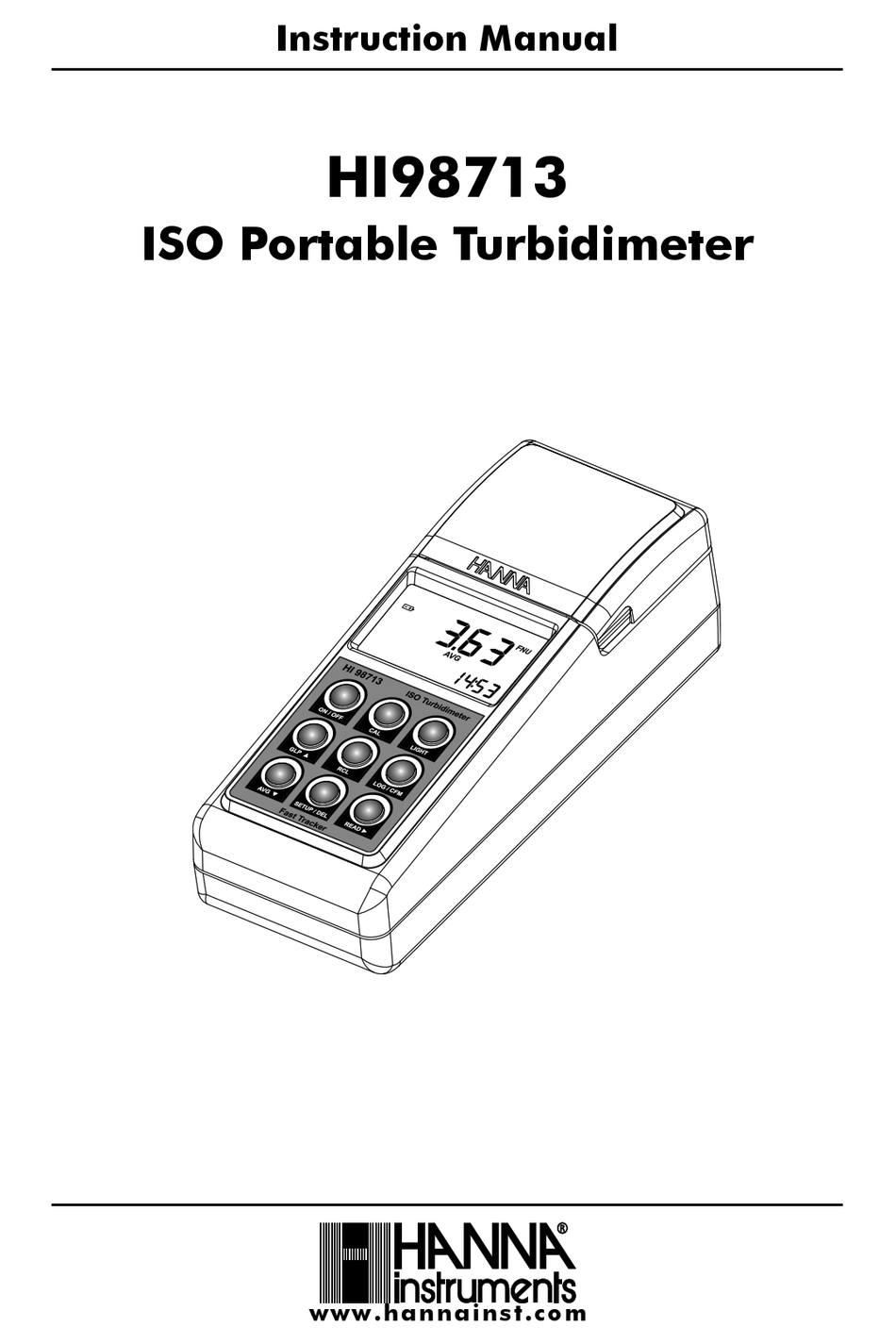 HANNA INSTRUMENTS HI98713 INSTRUCTION MANUAL Pdf Download ManualsLib